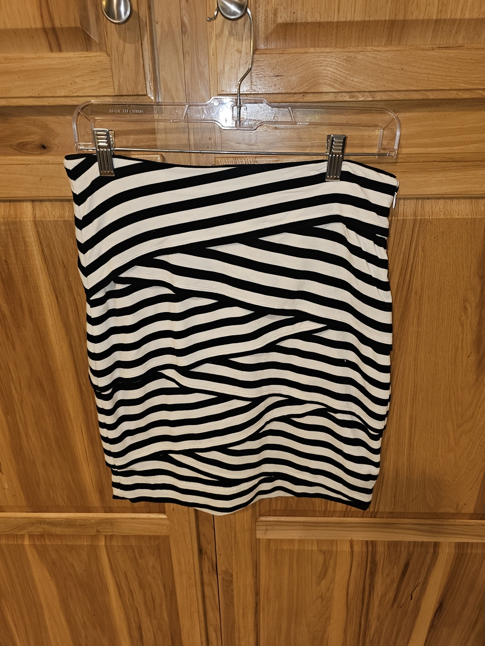 White House Black Market Black and White Striped Mini Skirt